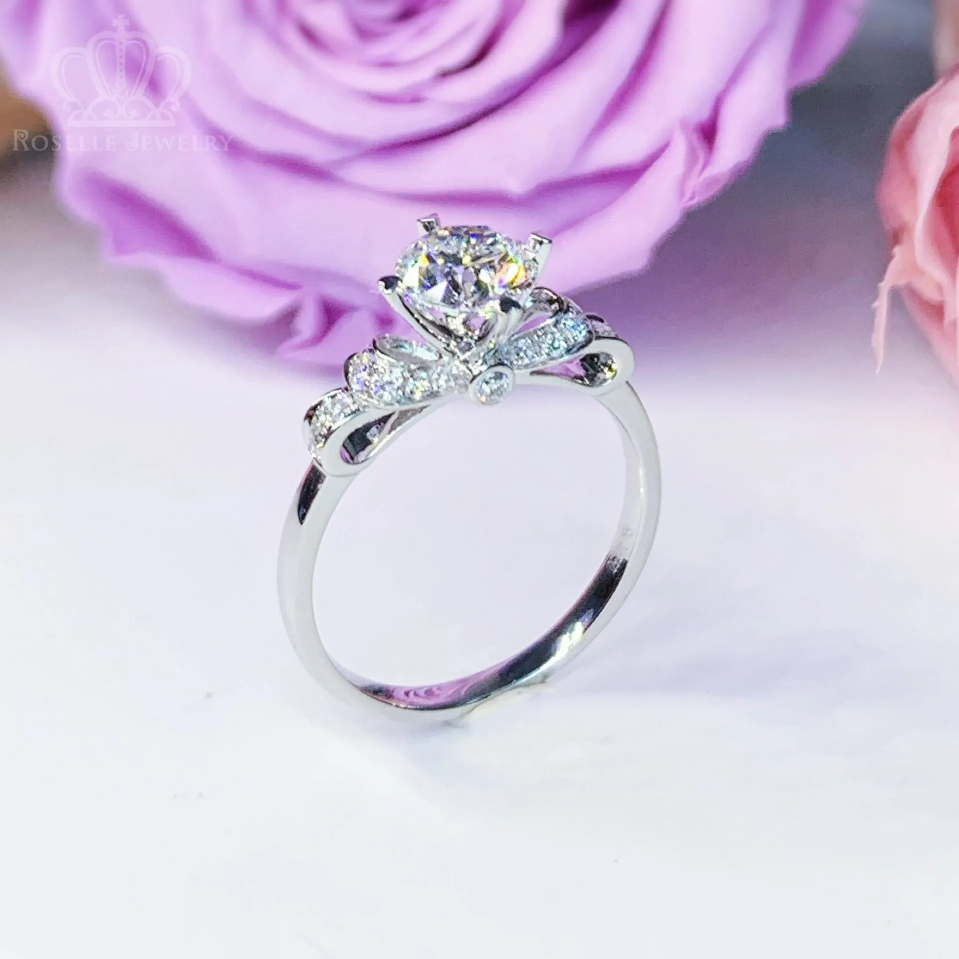 1.05CTW Lab Grown Side Stone Diamond Bow Engagement Ring - LGR085