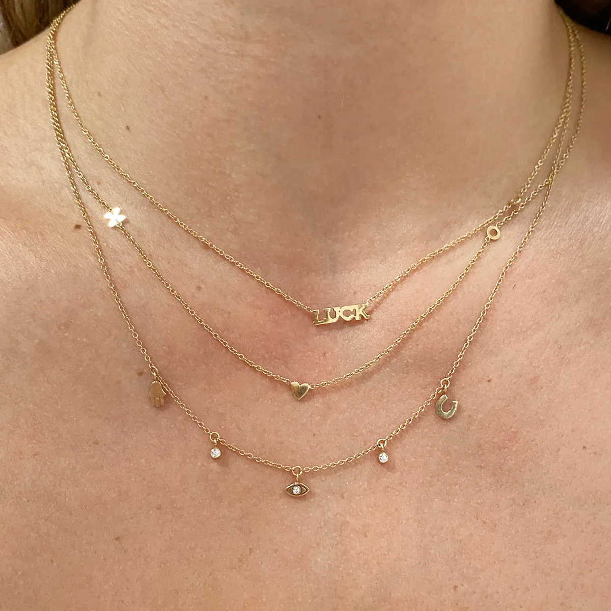 14k itty bitty LUCK necklace