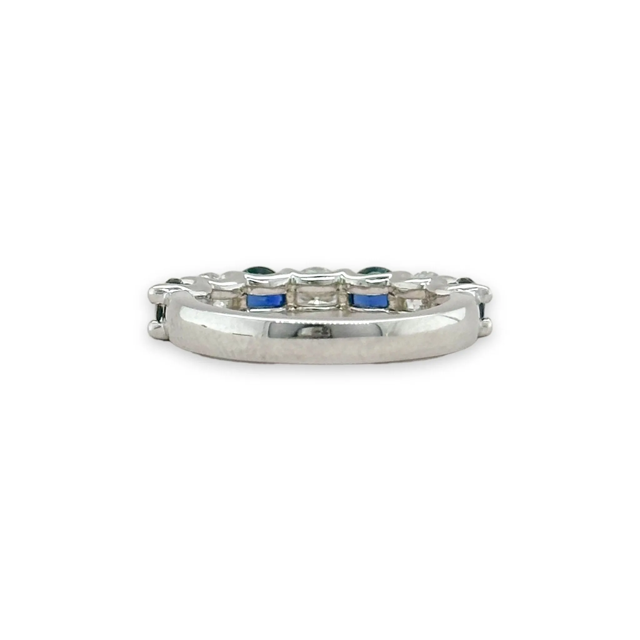 14K W Gold 0.69ctw Lab Created Diamond and 1.20ctw Sapphire Band