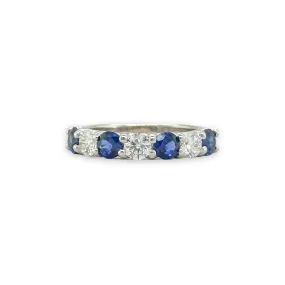 14K W Gold 0.69ctw Lab Created Diamond and 1.20ctw Sapphire Band