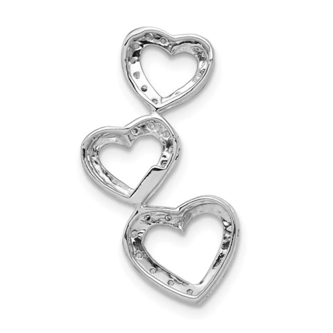 14K White Gold Lab Grown Diamond Triple Heart Pendant