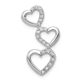 14K White Gold Lab Grown Diamond Triple Heart Pendant