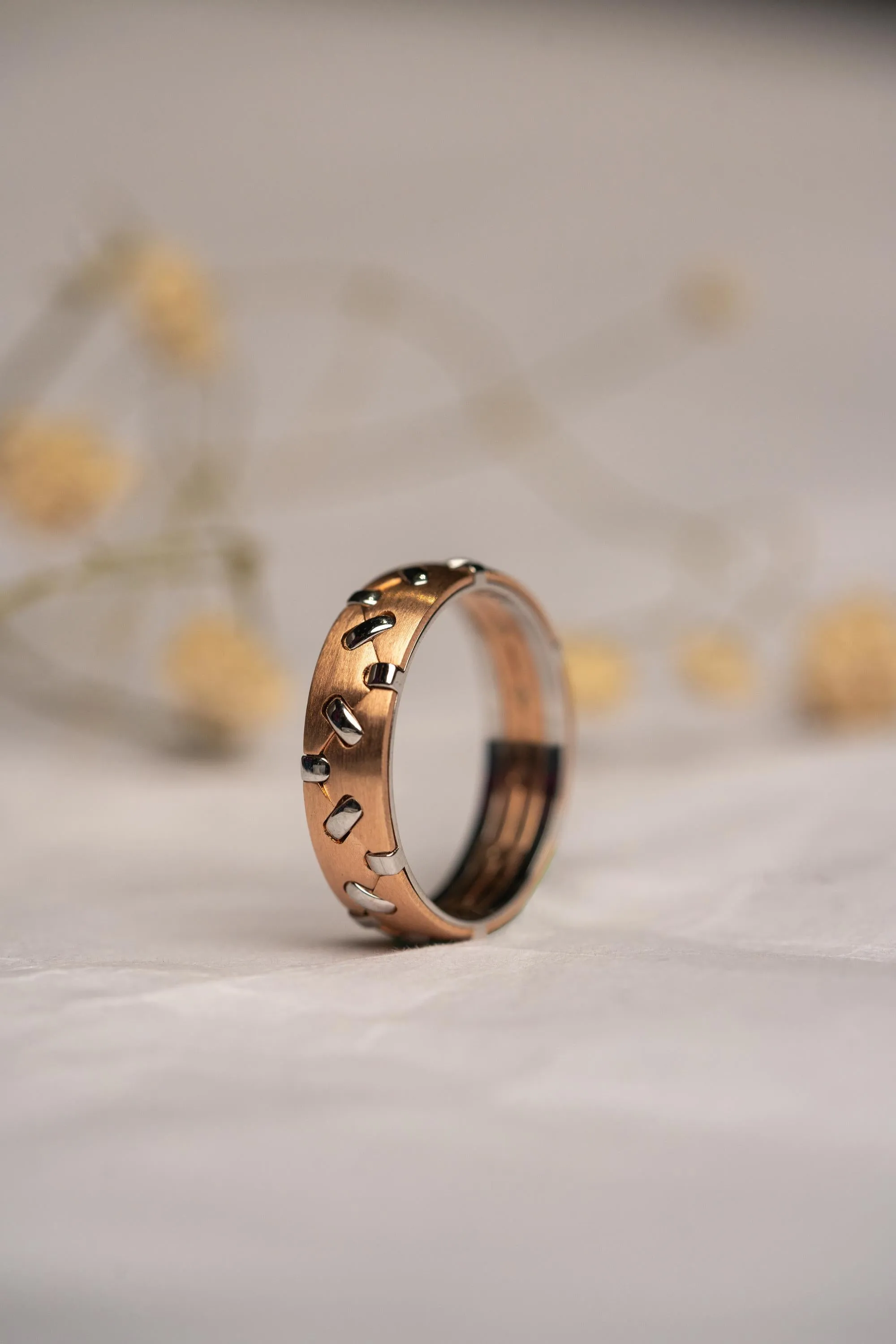 14kTwo Tone Rose gold Wedding Bands 6 mm