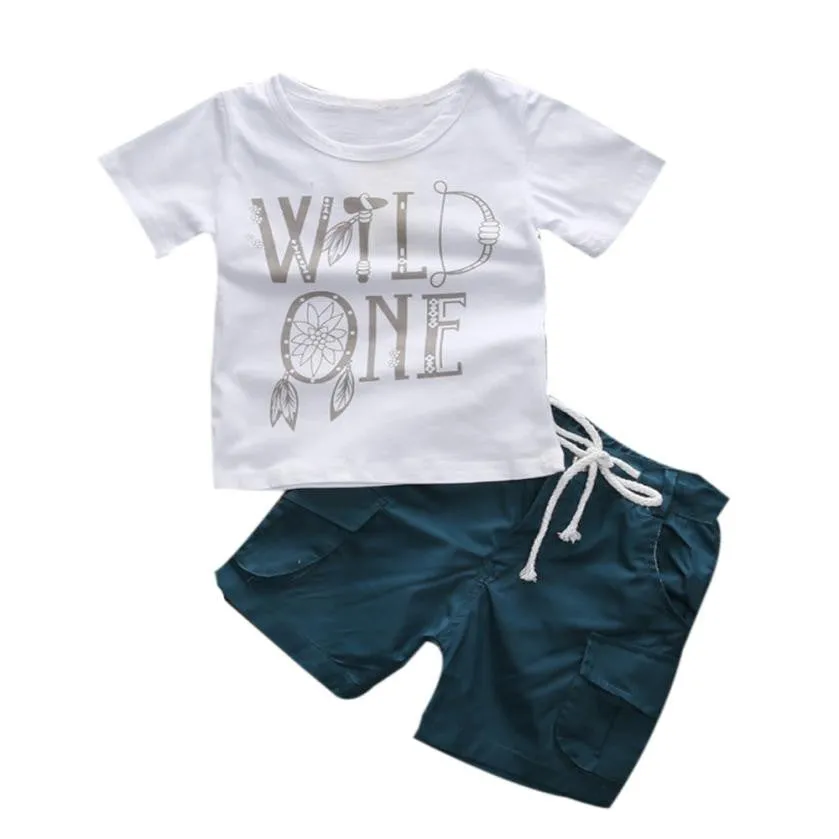 2 Piece Wild One Toddler Boy's T-shirt and Shorts