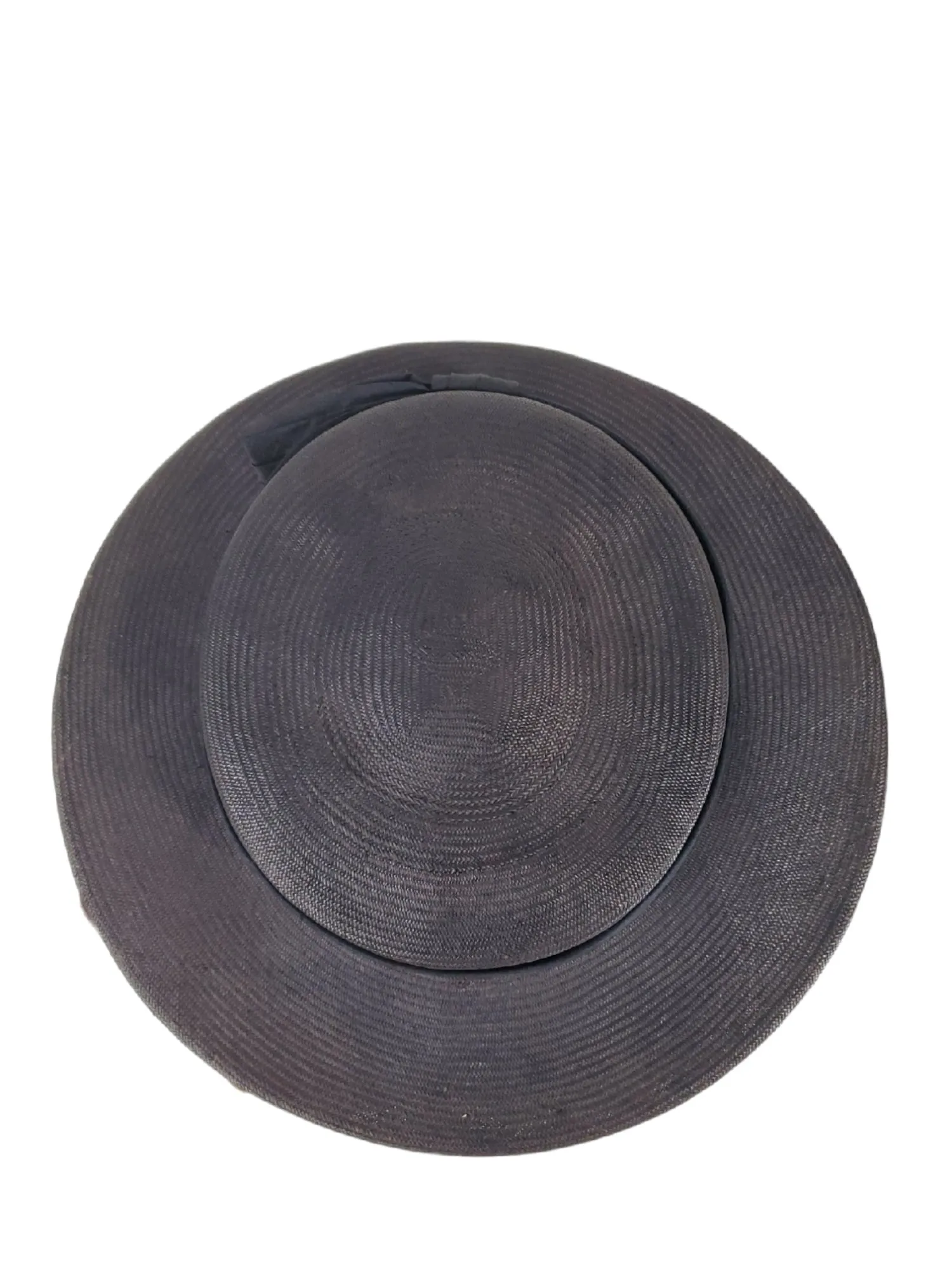 40s/50s Navy Blue Straw Boater Hat