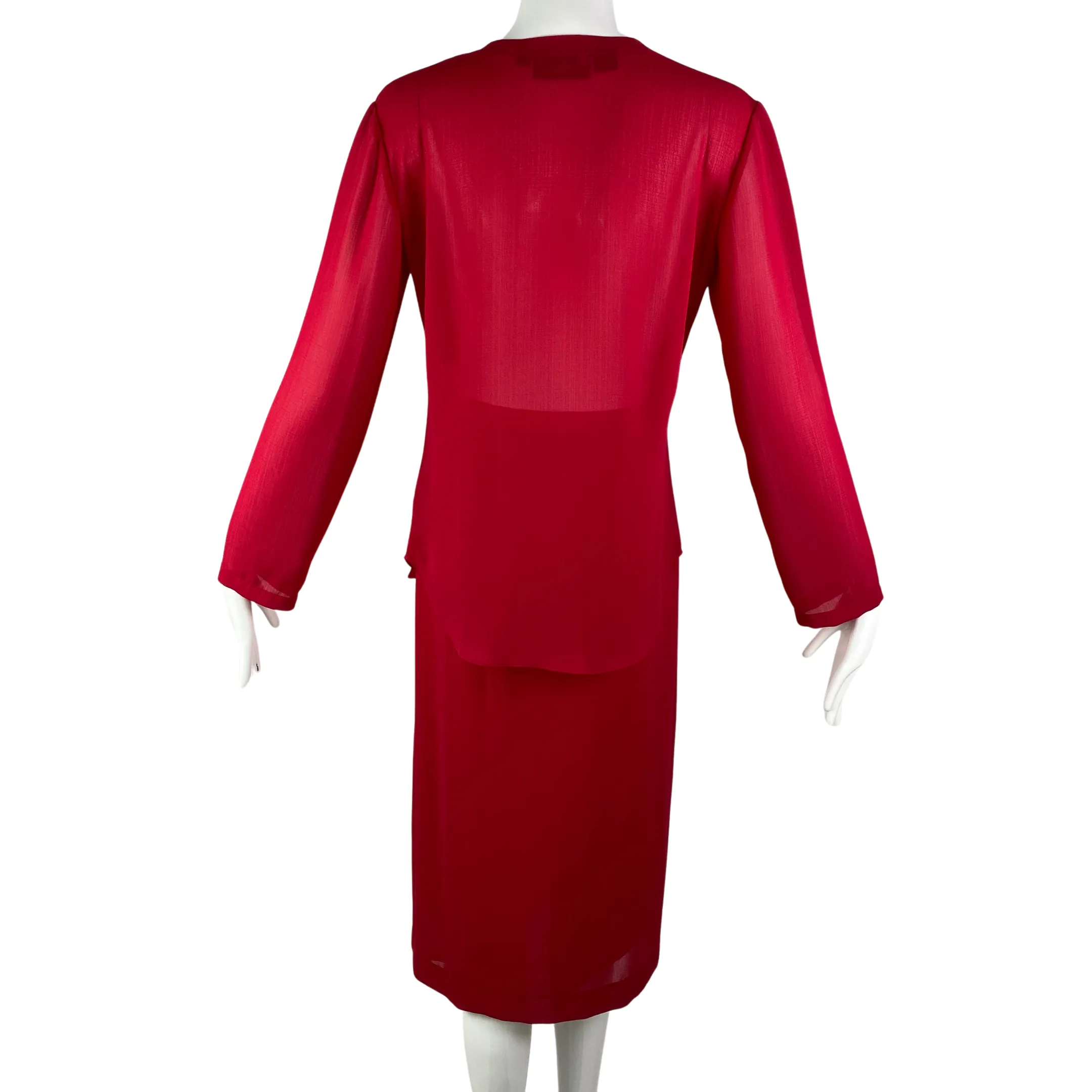 80's Halston V Skirt Set Persimmon