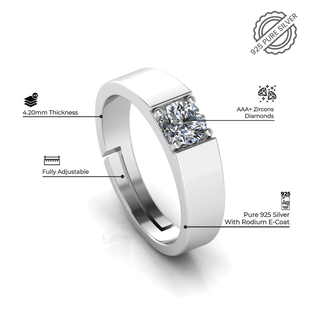 925 Sterling Silver Solitaire Miss Carat Special Couple's Ring