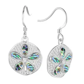 Abalone Pavé Sand Dollar Hook Earrings