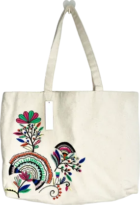 Accessorize Beige Embroidered Shopper Bag One Size