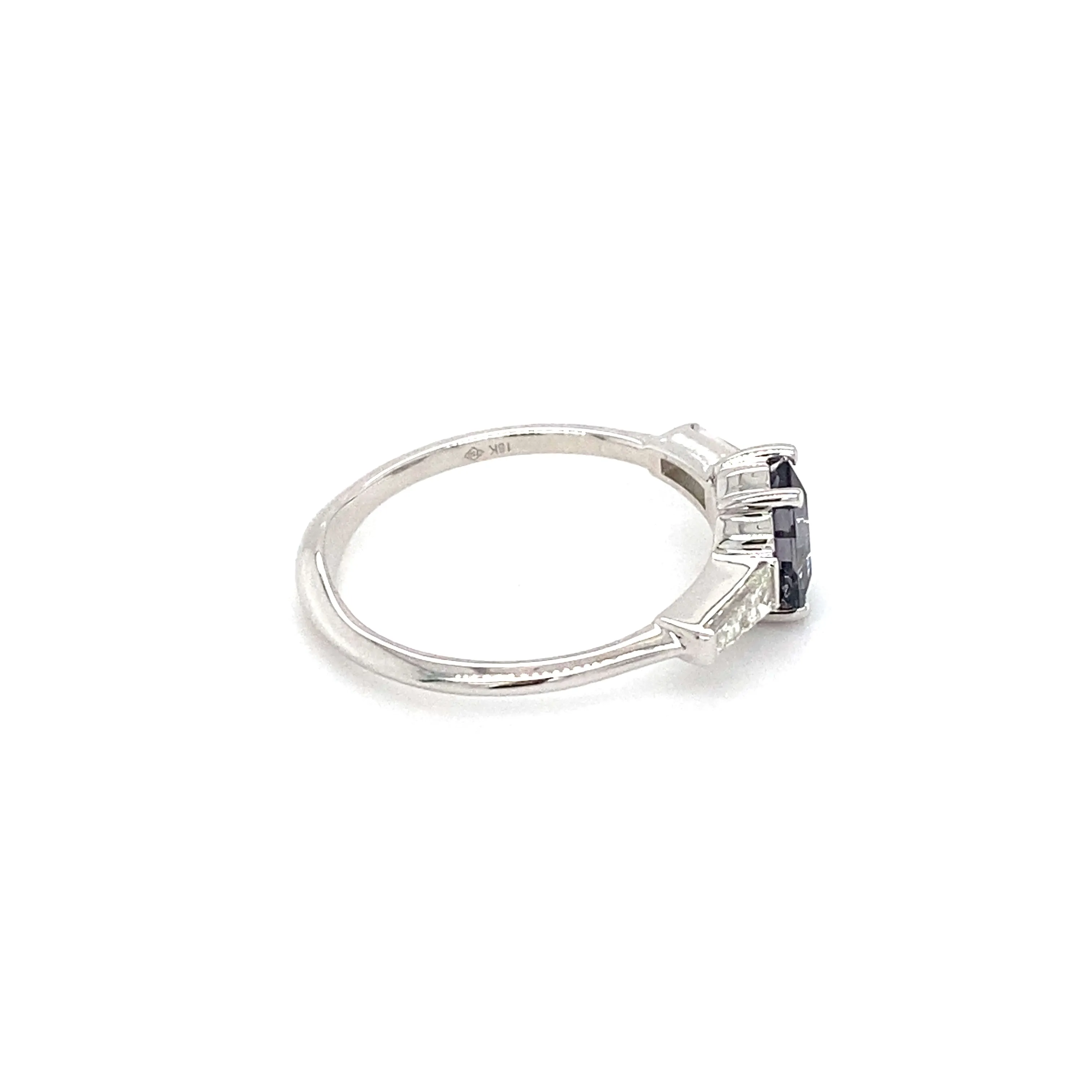 AGL Hexagon Greyish Purple Spinel & Diamond Baguette Ring