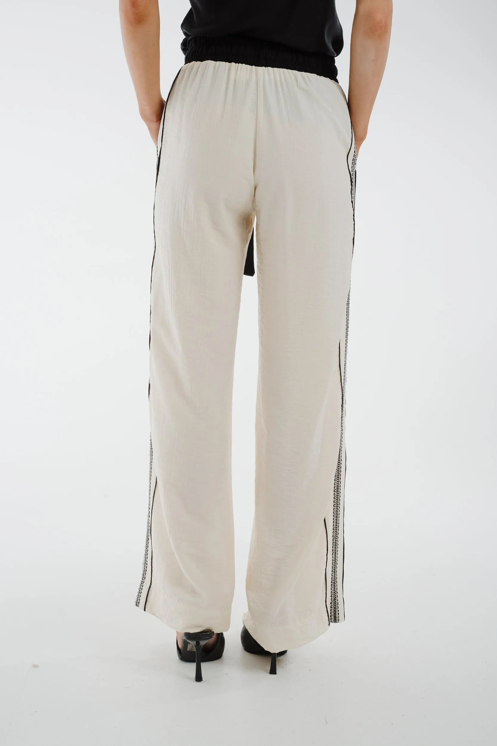 Alana Stripe Detail Trousers In Cream