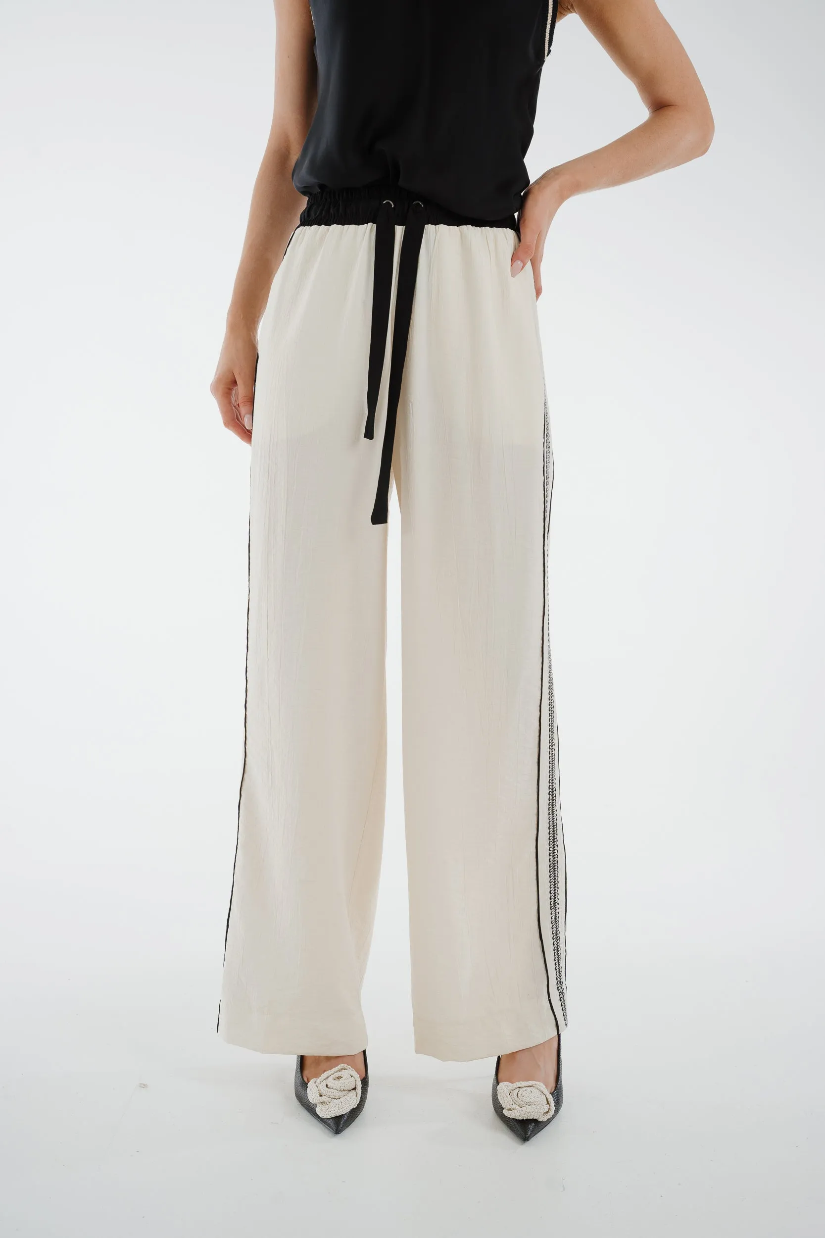 Alana Stripe Detail Trousers In Cream