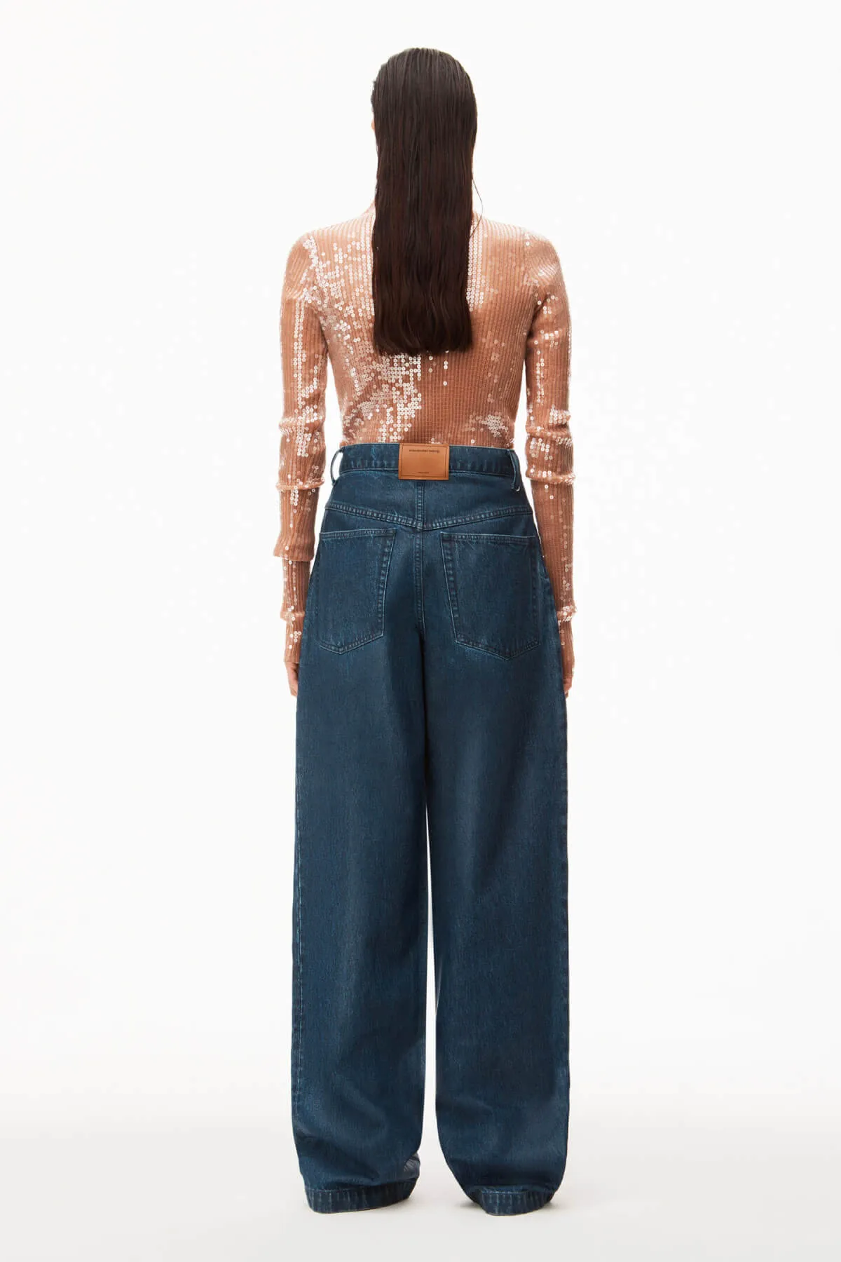 Alexander Wang Wide Leg Coated Denim Jean - Dark Indigo