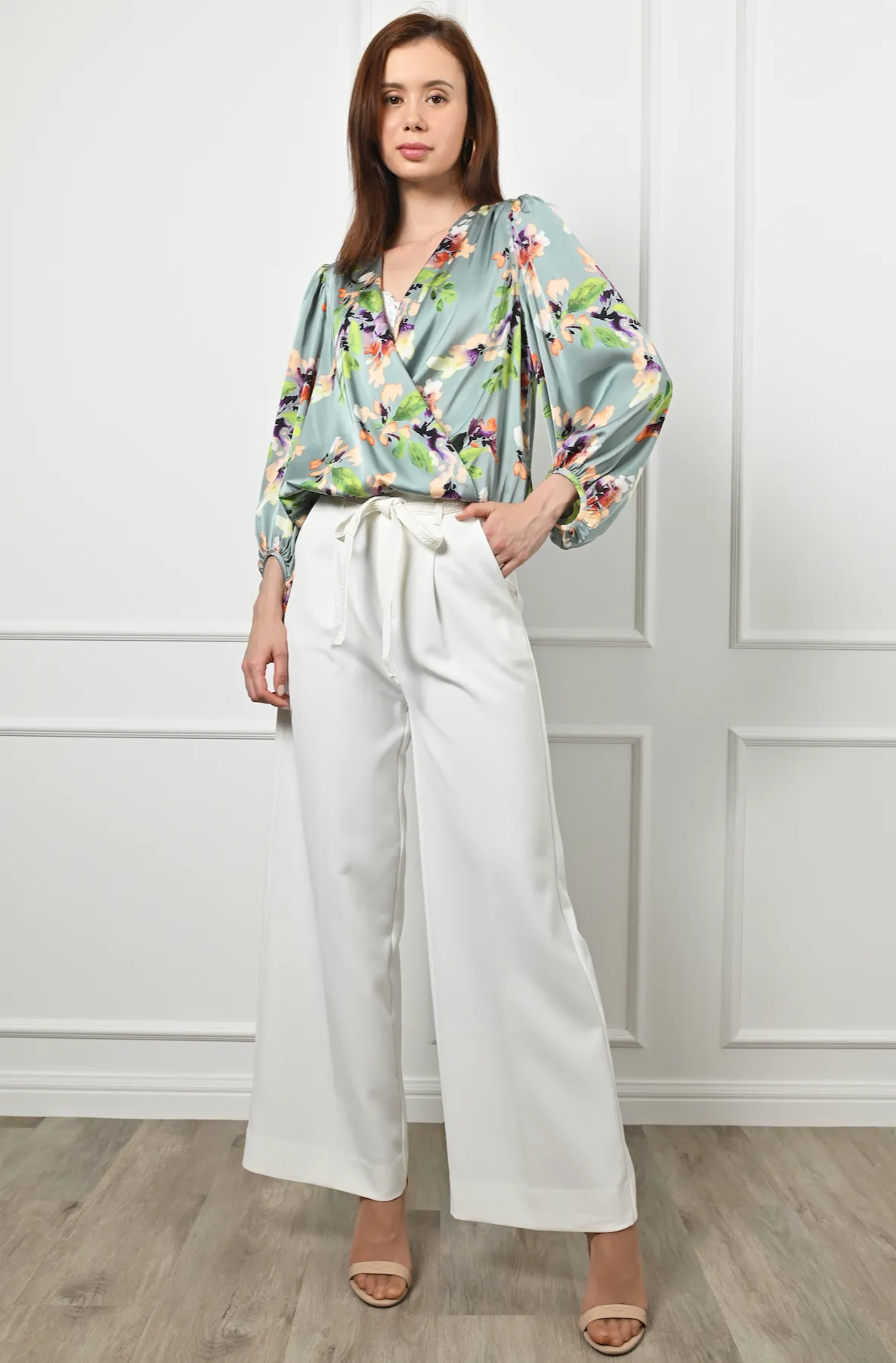 Alia Front Overlap Blouson Blouse