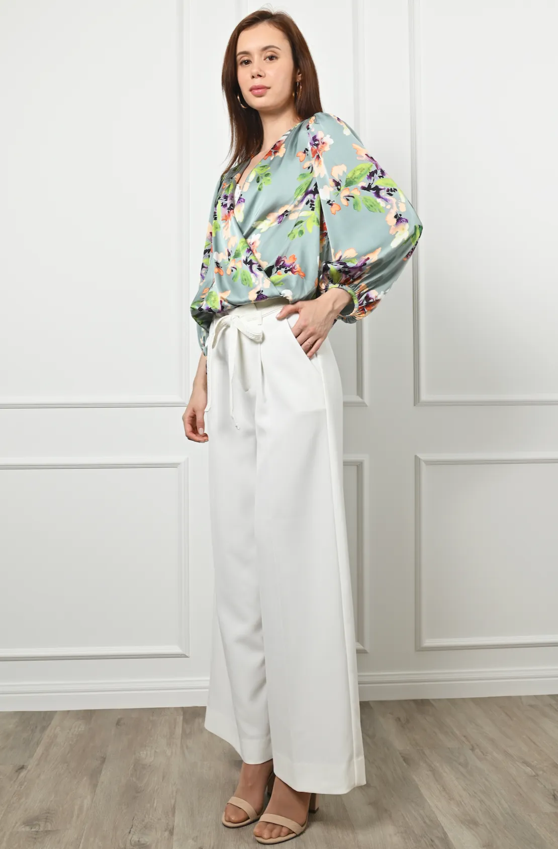 Alia Front Overlap Blouson Blouse