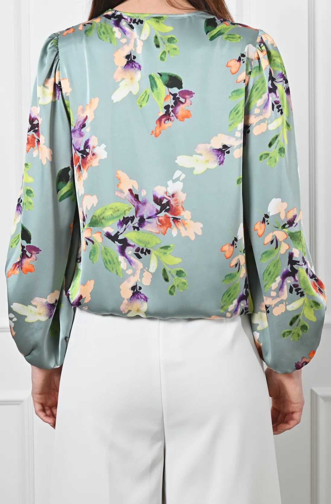 Alia Front Overlap Blouson Blouse