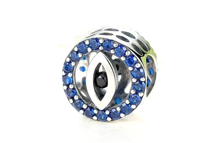 All-Seeing Evil Eye Crystal Charm 925 Sterling Silver