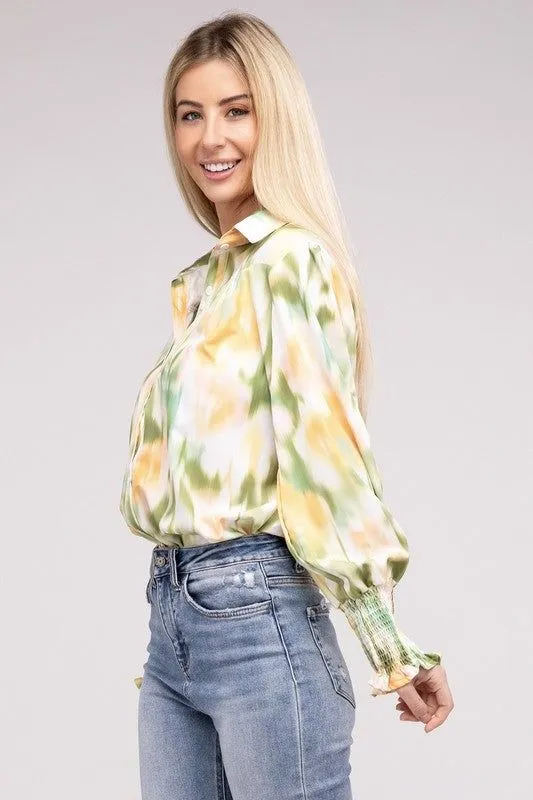 Allover Printed Long Sleeve Blouse