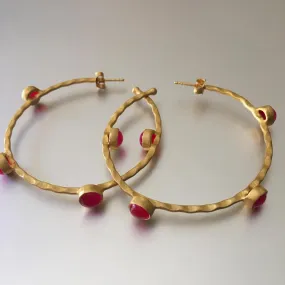 Amelia Hoops With Pink Chalcedony