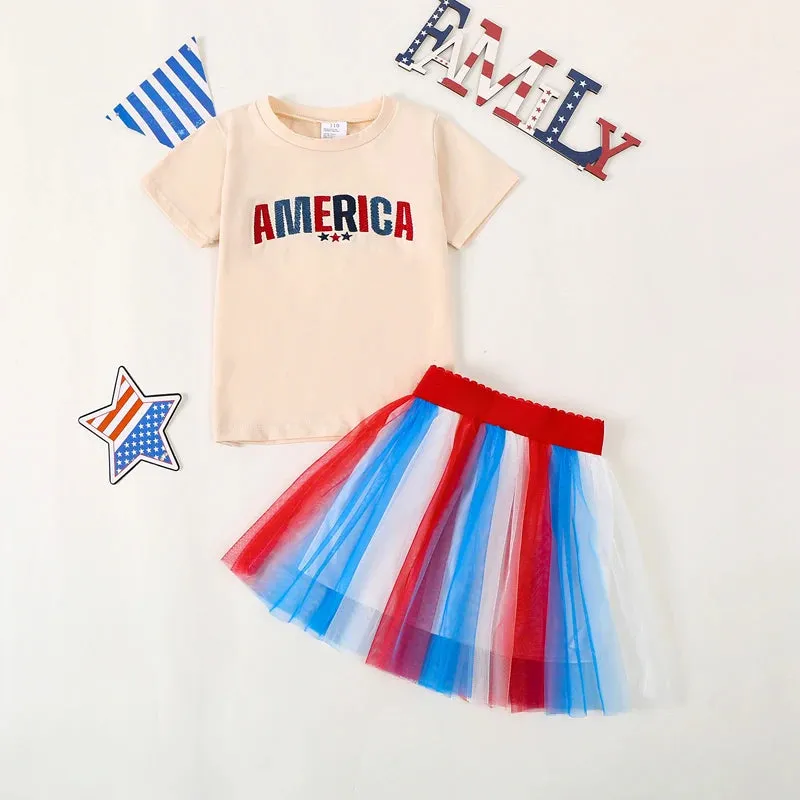 AMERICA Embroidered Tutu Outfit