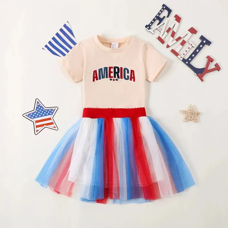 AMERICA Embroidered Tutu Outfit