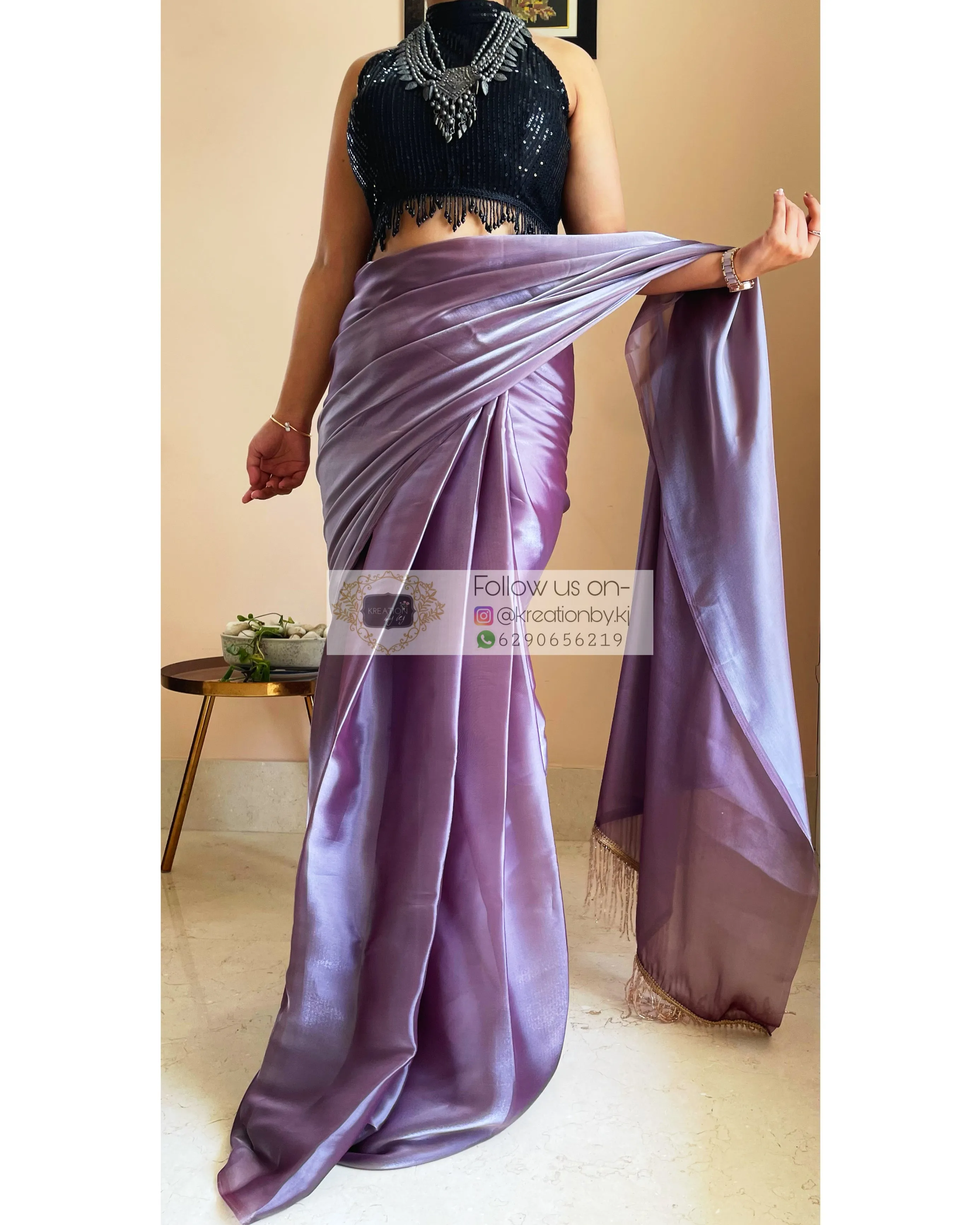 Amethyst Glass Organza Saree