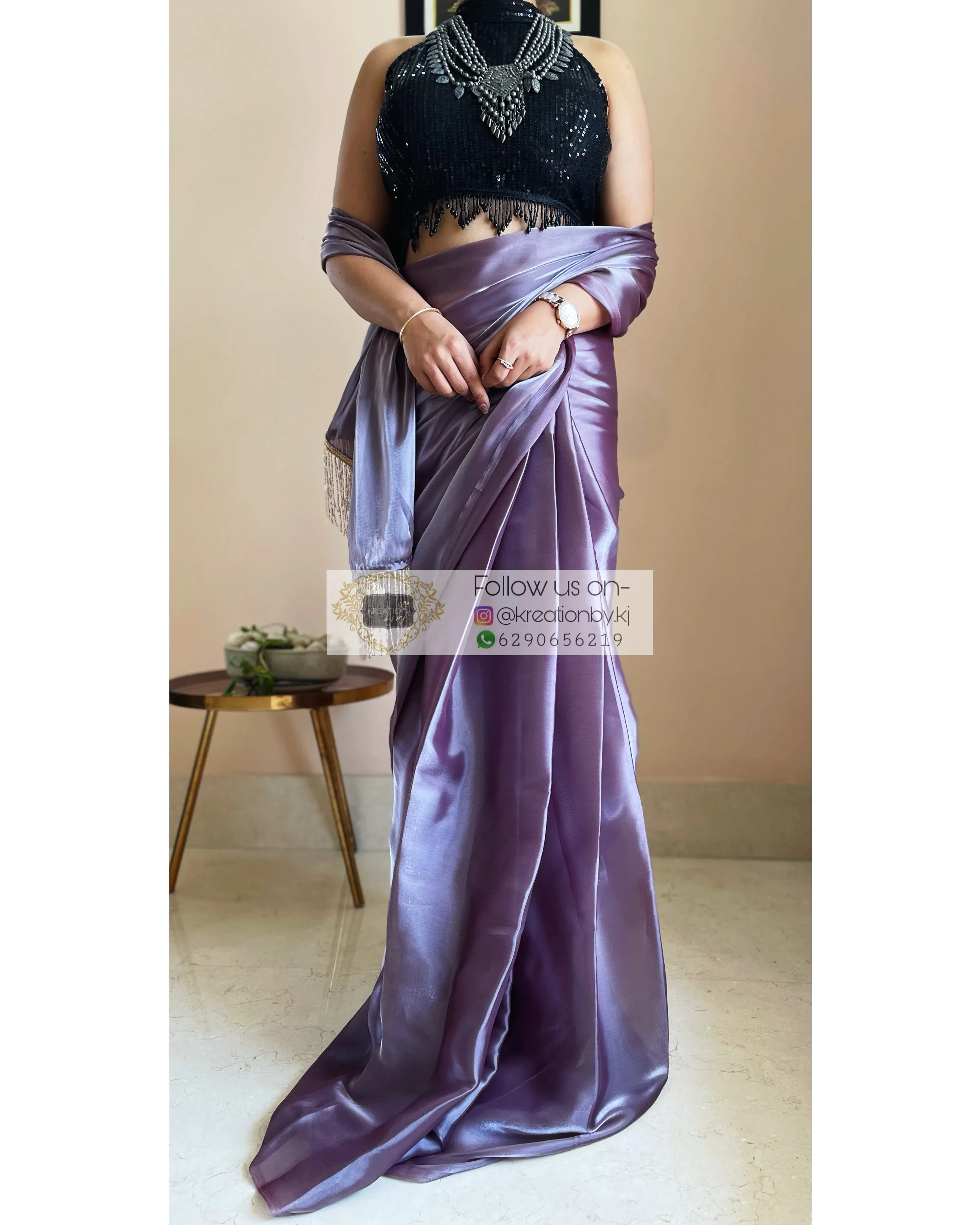 Amethyst Glass Organza Saree