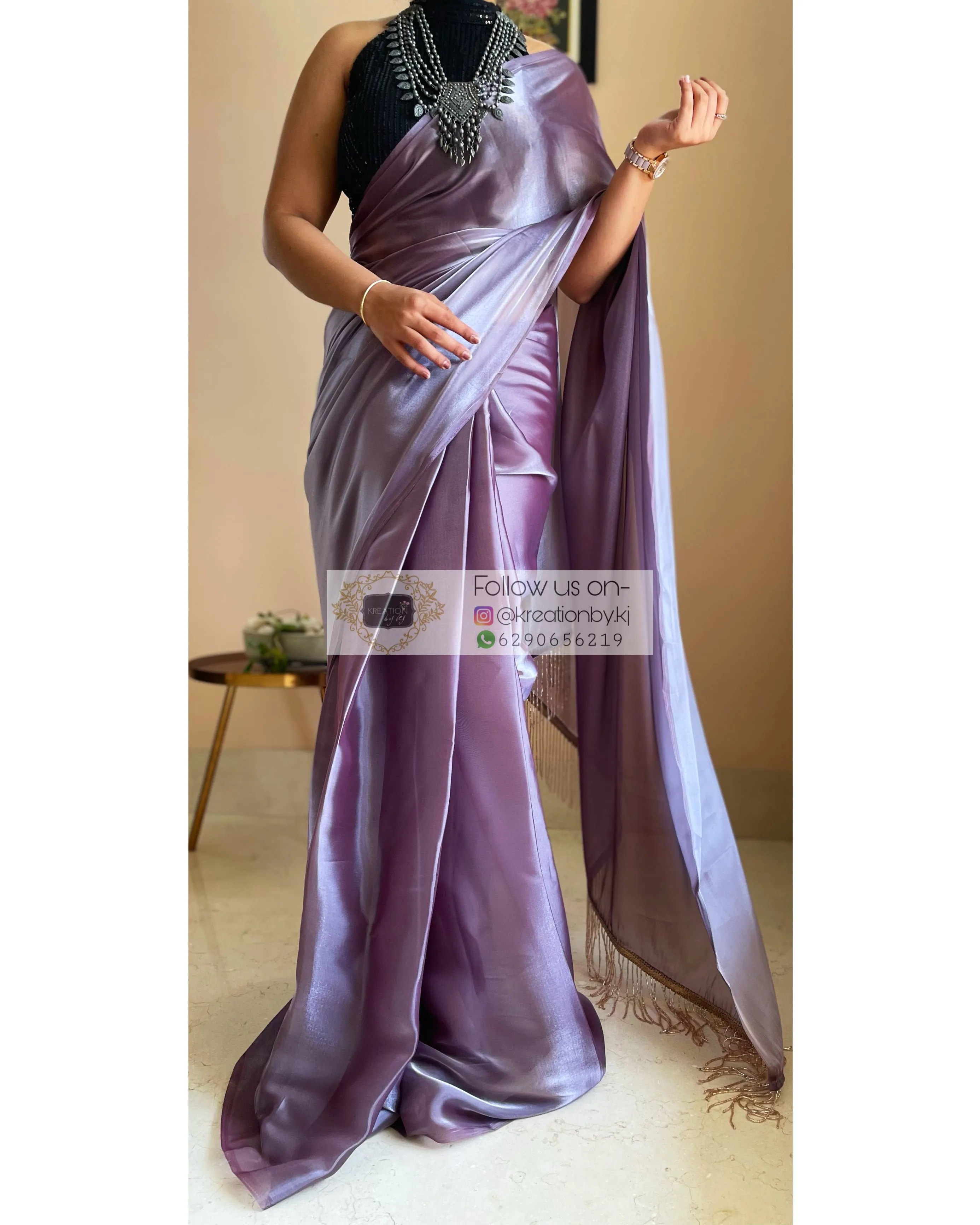 Amethyst Glass Organza Saree