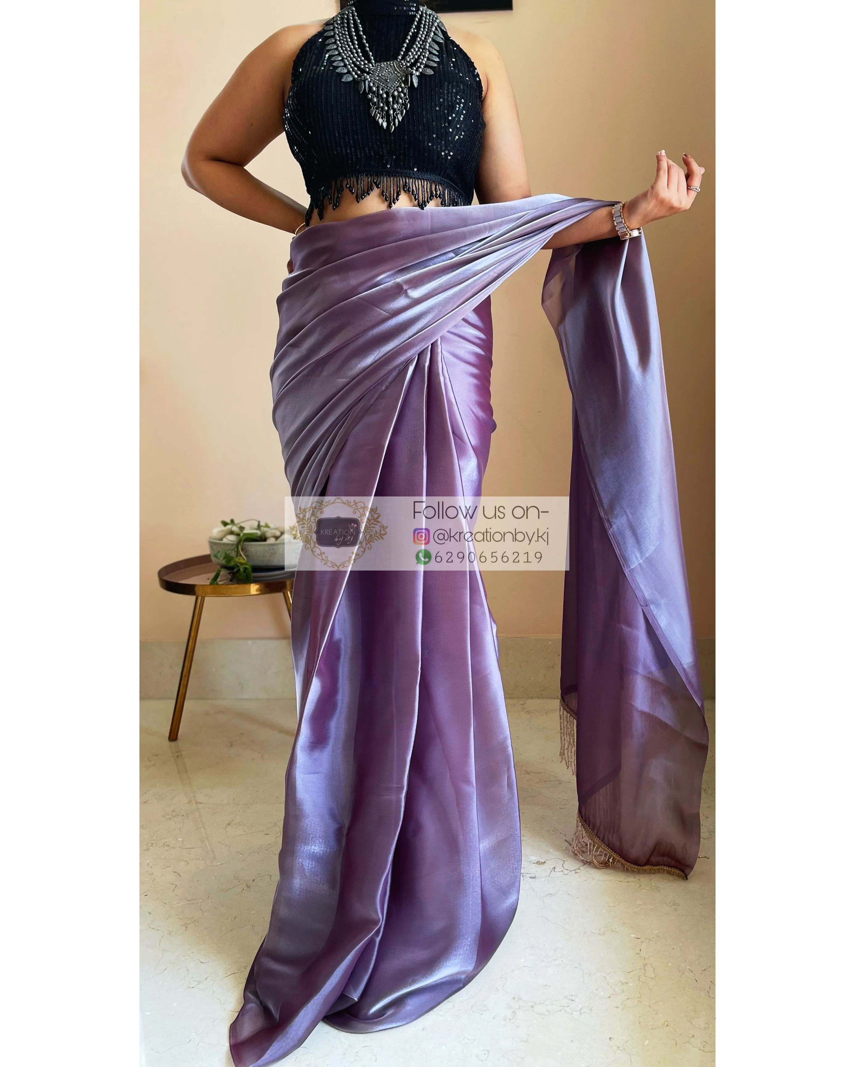 Amethyst Glass Organza Saree