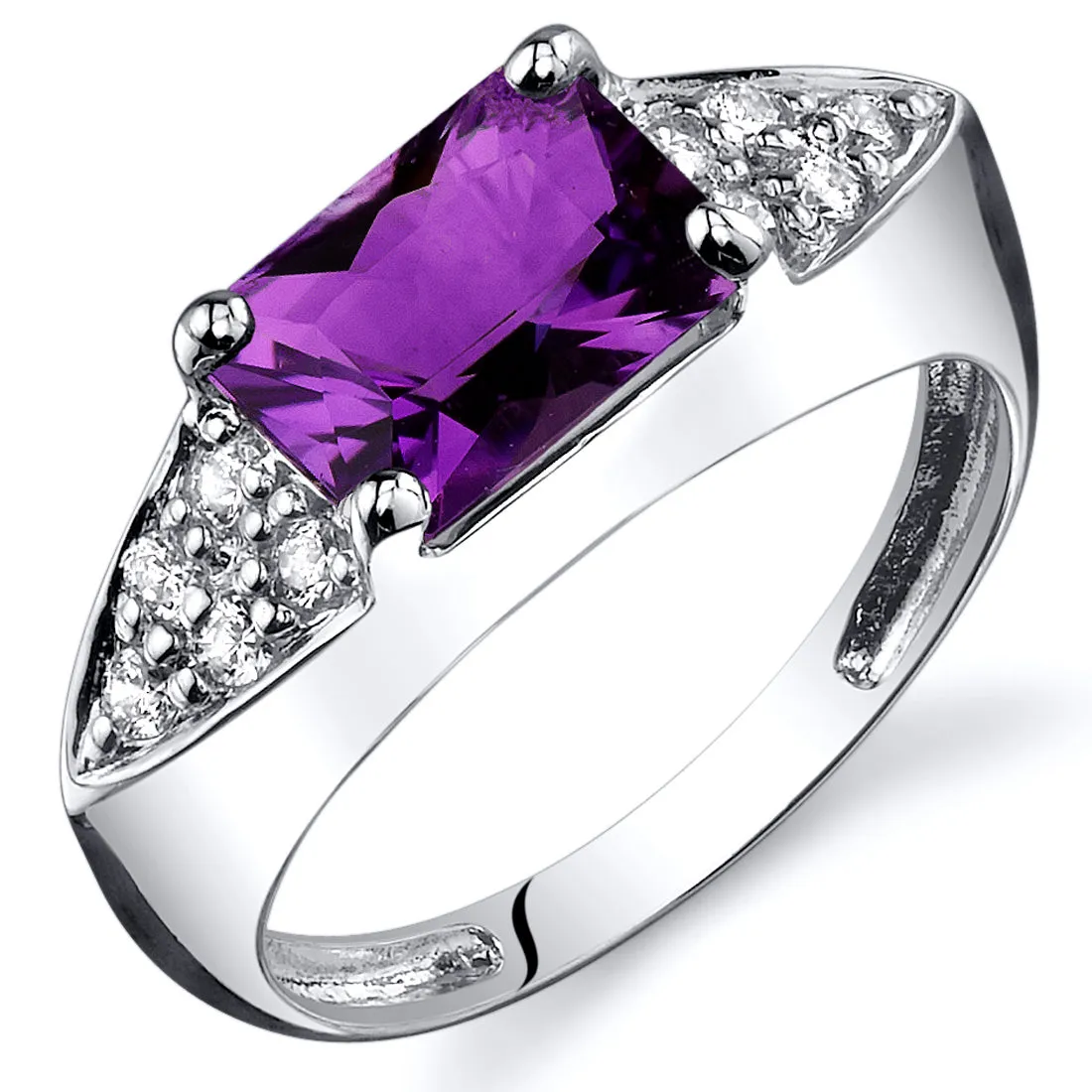 Amethyst Sterling Silver Ring Radiant Cut 1.25 Carats total Size 9