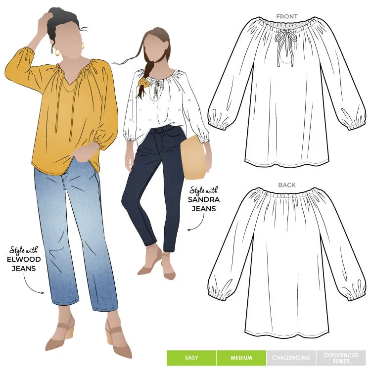 Anita Peasant Blouse Sewing Pattern by Style Arc, US Sizes 0-26