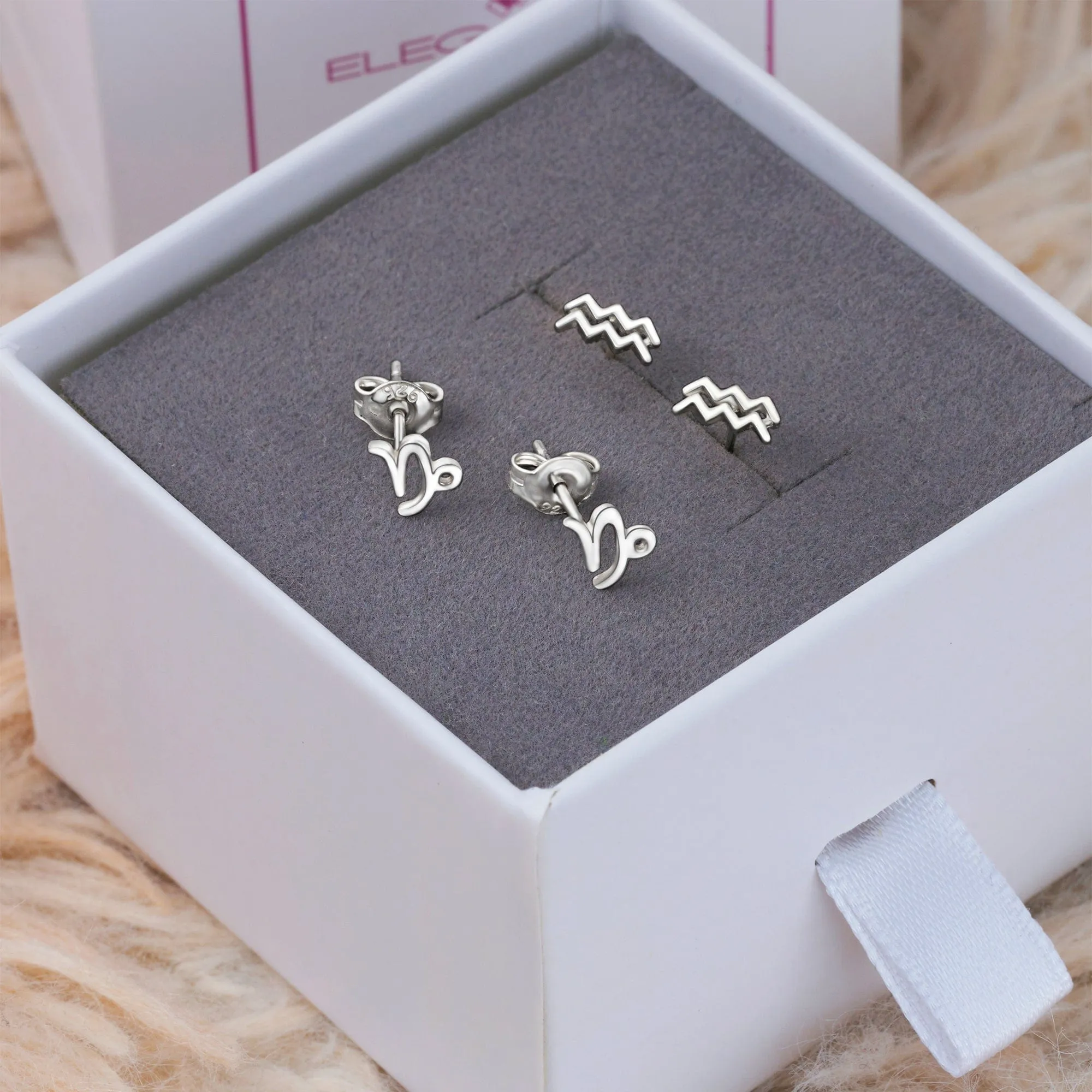 Aquarius Stud Earrings Sterling Silver - Zodiac Constellation Earrings