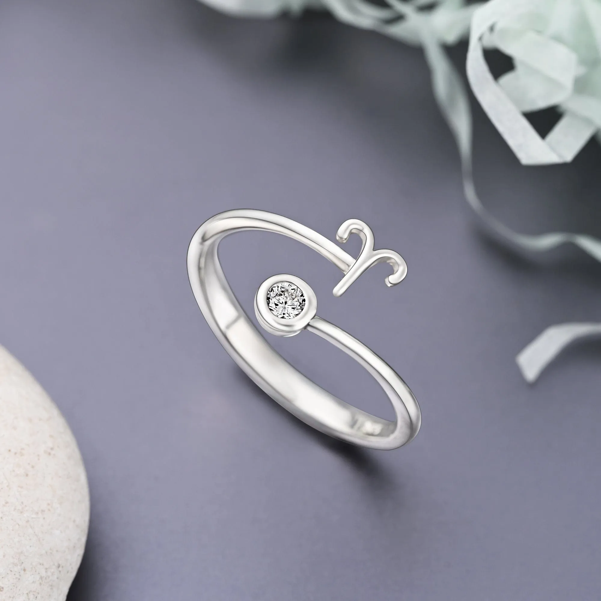 Aries Ring Sterling Silver Adjustable Zodiac Sign Ring