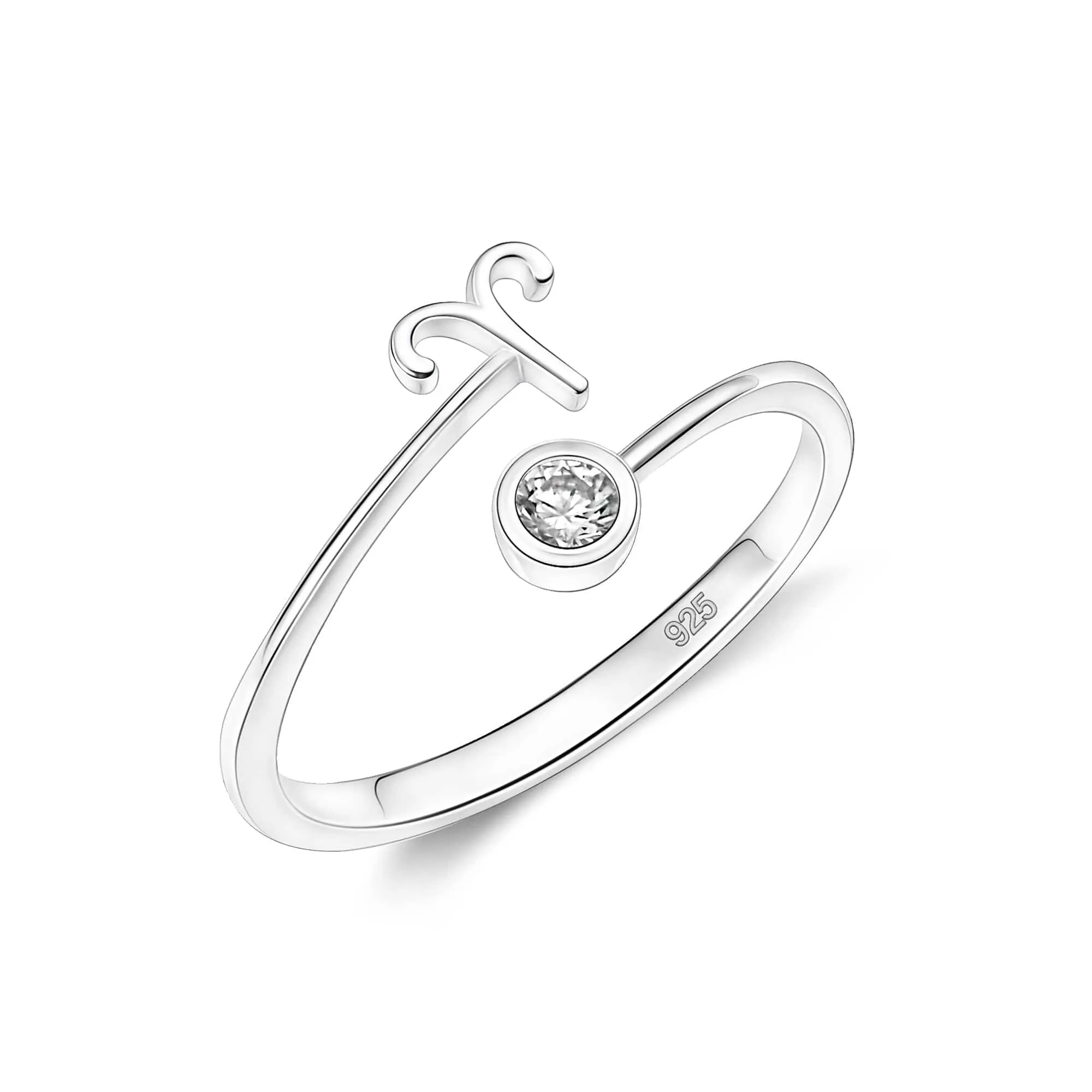 Aries Ring Sterling Silver Adjustable Zodiac Sign Ring