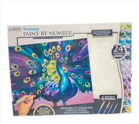 ArtSkills 12 x16 Paint by Number Art Kit, Peacock, 24 Paint Pots 4 Brushes