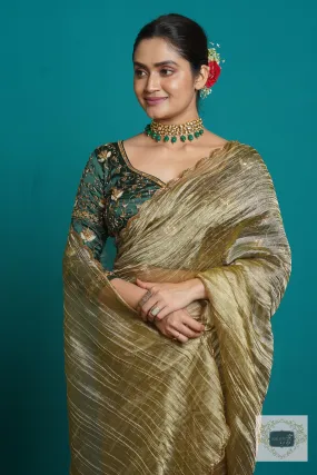 Ash Green Tissue Cocktail Saree