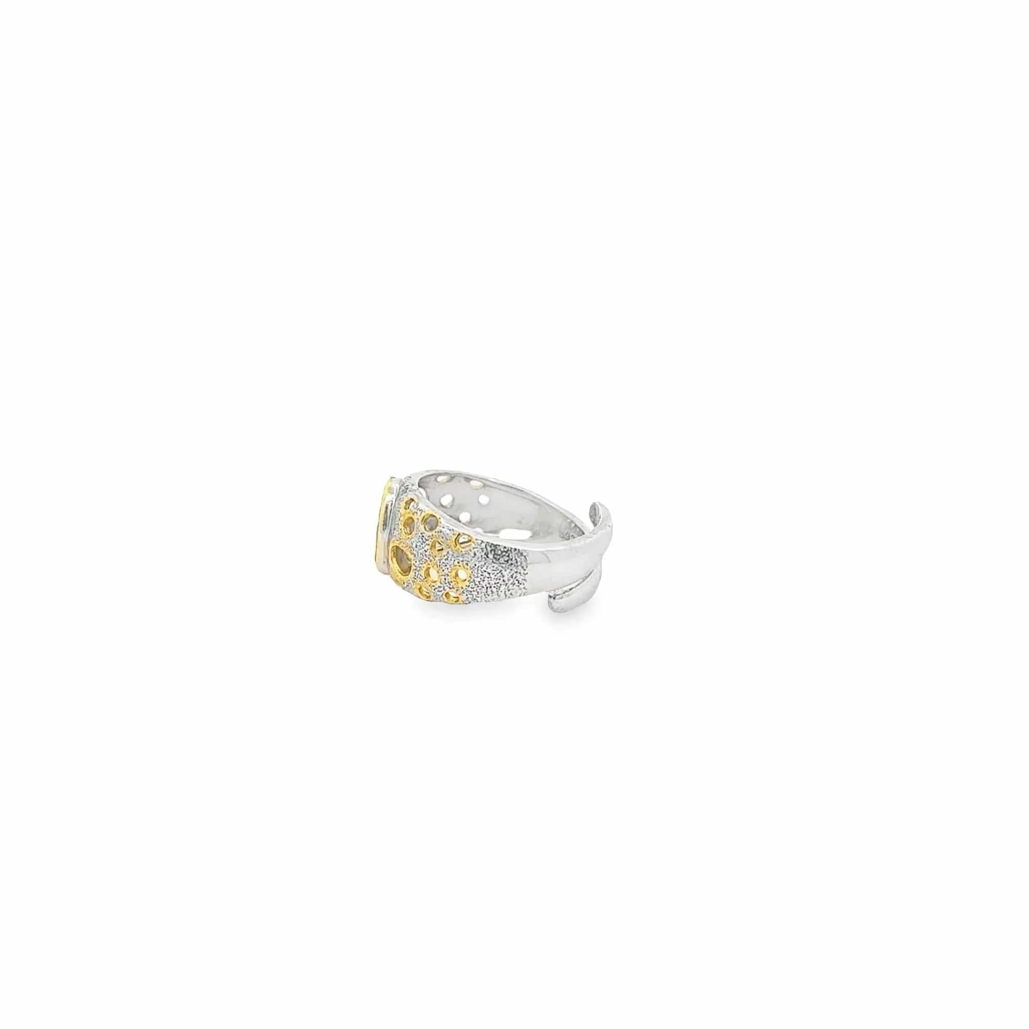 Baikalla Antique Natural Opal Sterling Silver Gold Plated Two Tone Ring