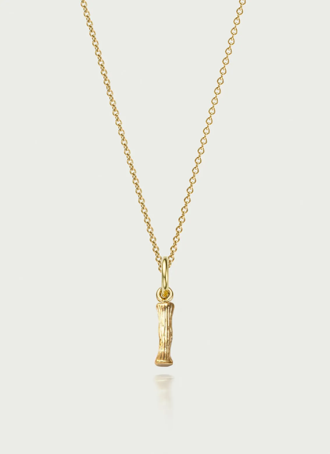 Bamboo alphabet charm 14k gold