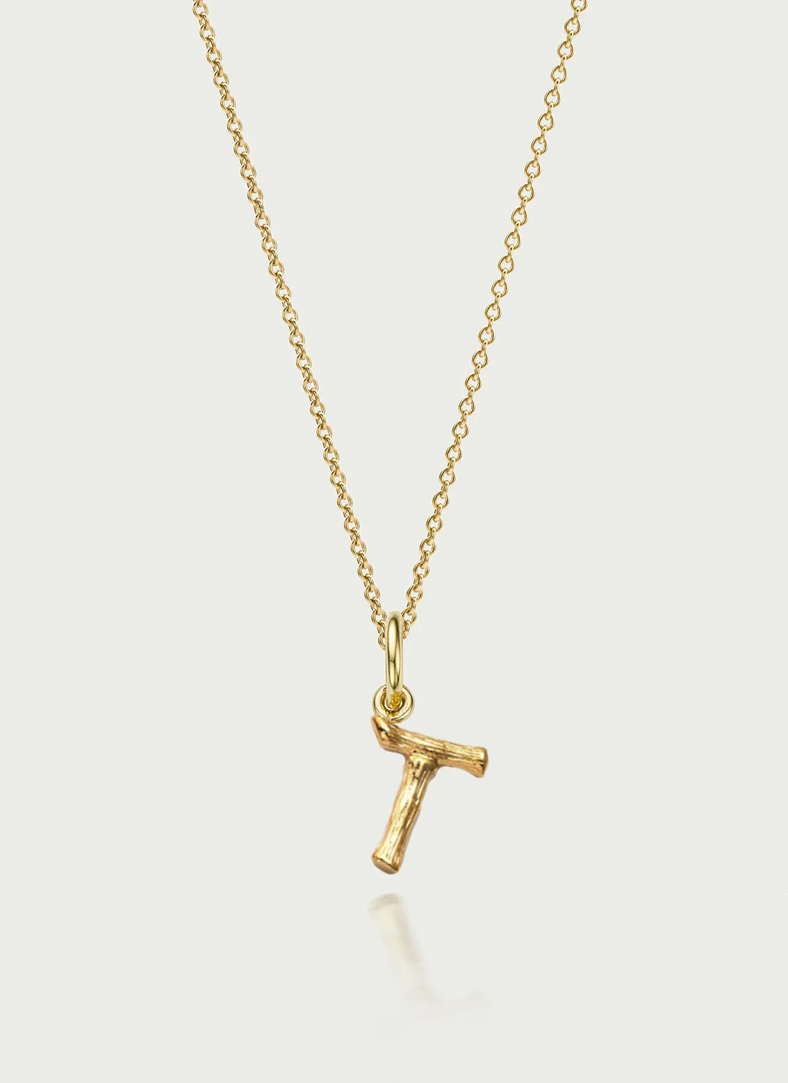 Bamboo alphabet charm 14k gold