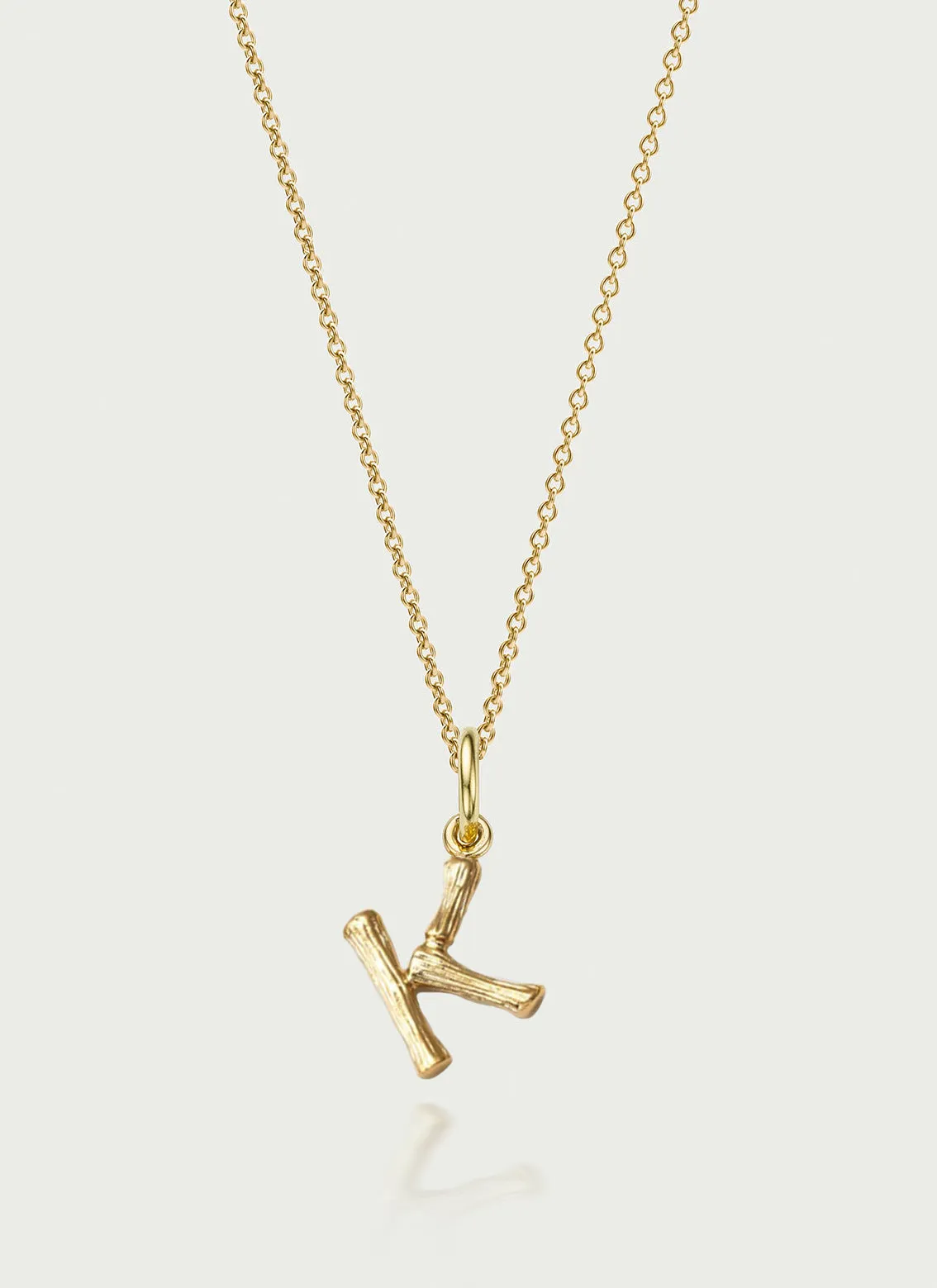 Bamboo alphabet charm 14k gold