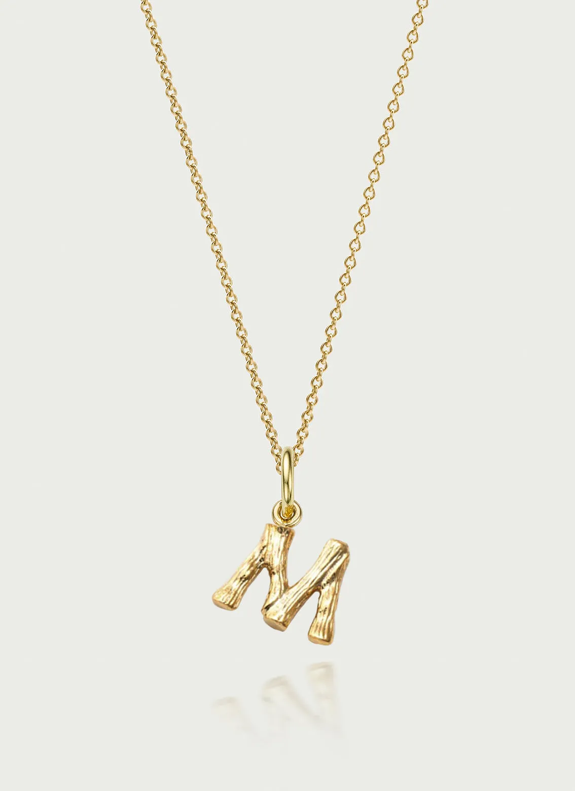 Bamboo alphabet charm 14k gold