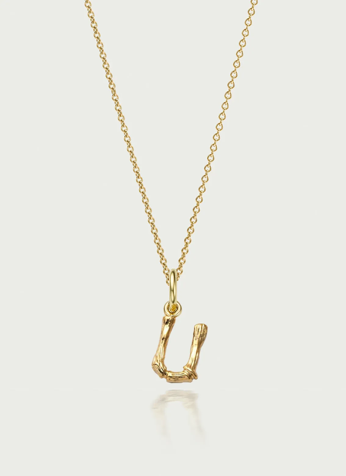 Bamboo alphabet charm 14k gold