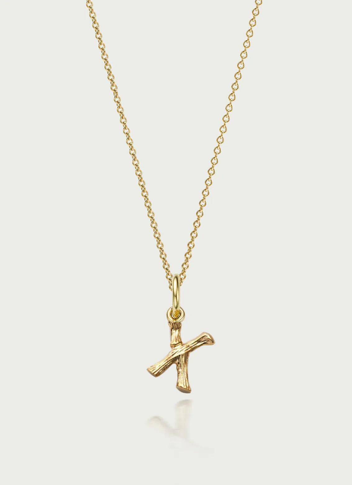 Bamboo alphabet charm 14k gold