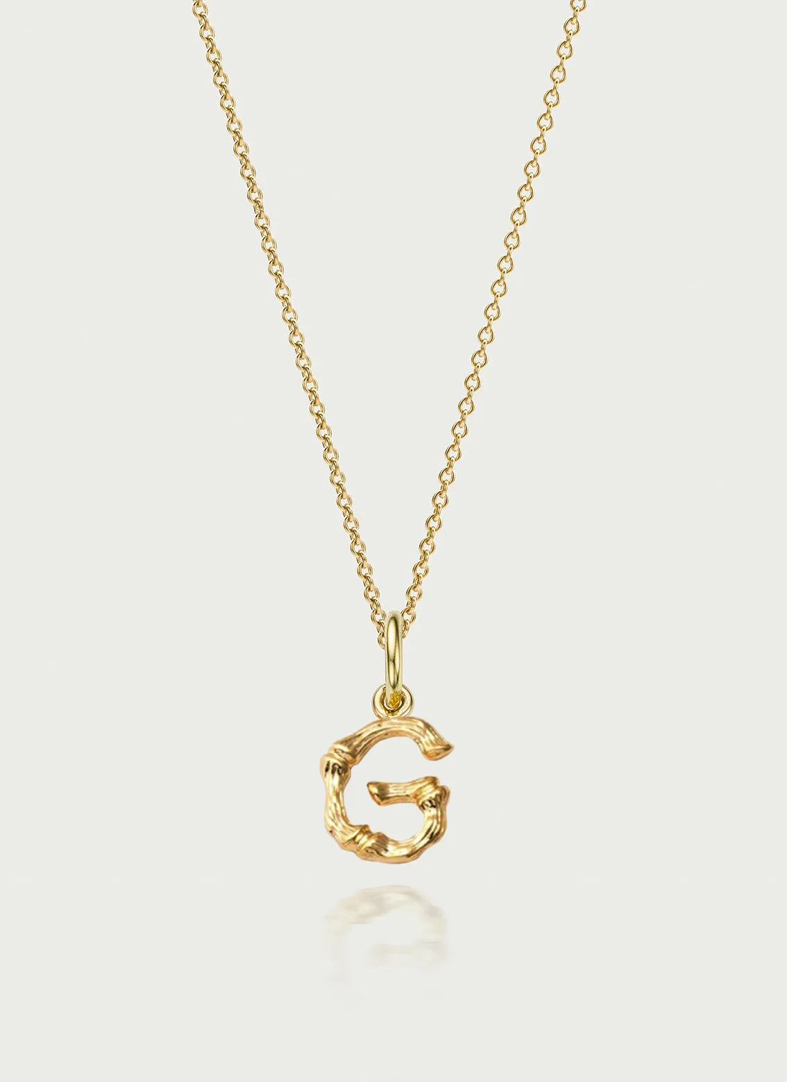 Bamboo alphabet charm 14k gold