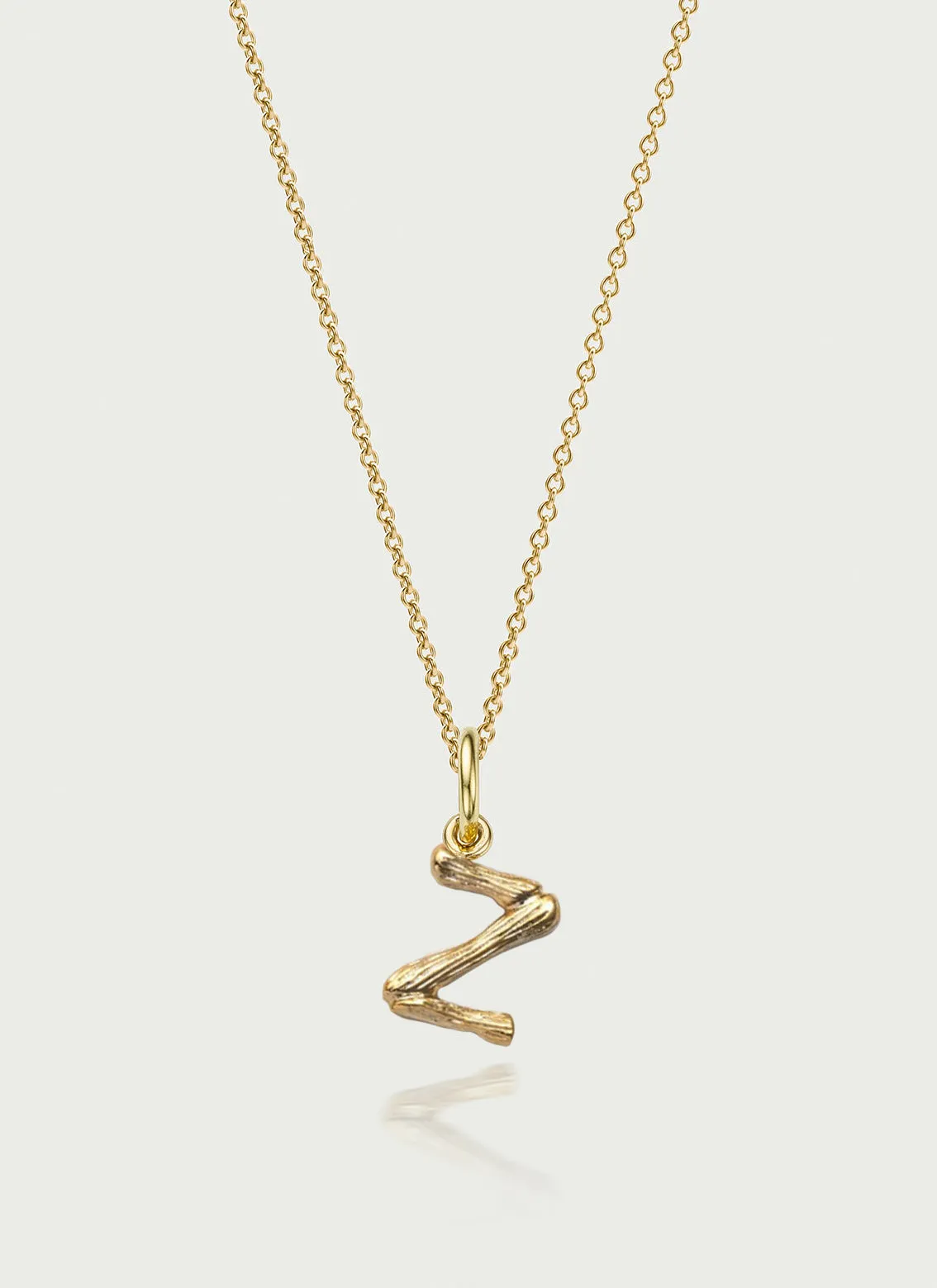 Bamboo alphabet charm 14k gold