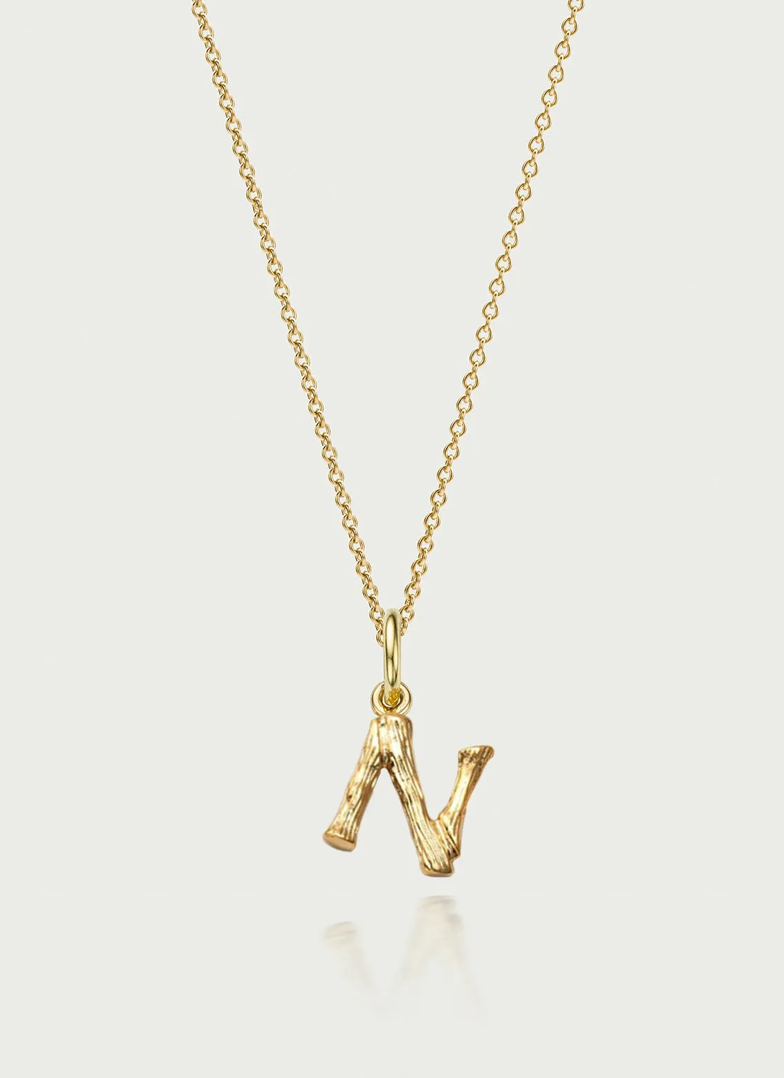 Bamboo alphabet charm 14k gold