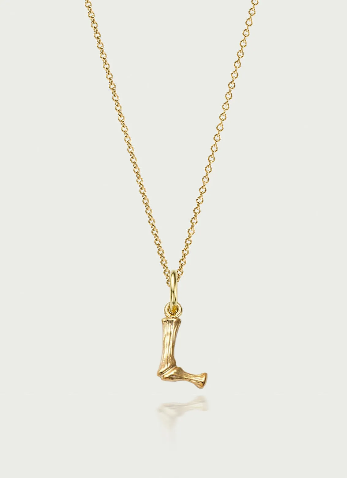 Bamboo alphabet charm 14k gold