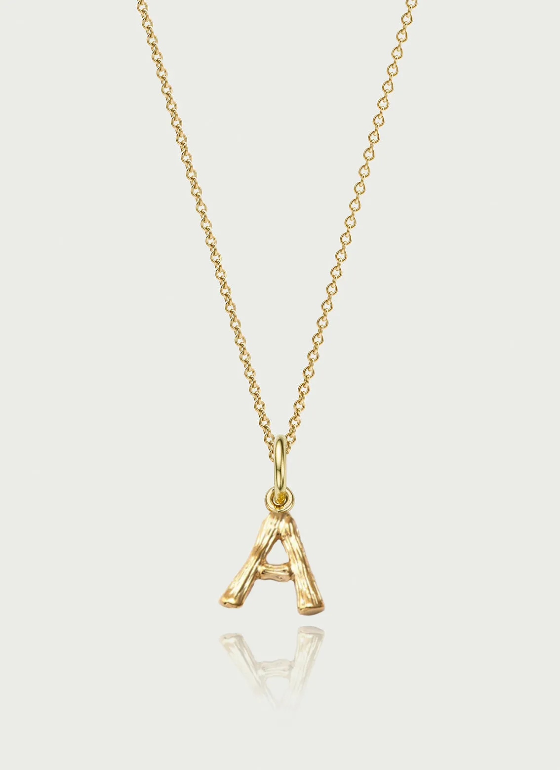 Bamboo alphabet charm 14k gold