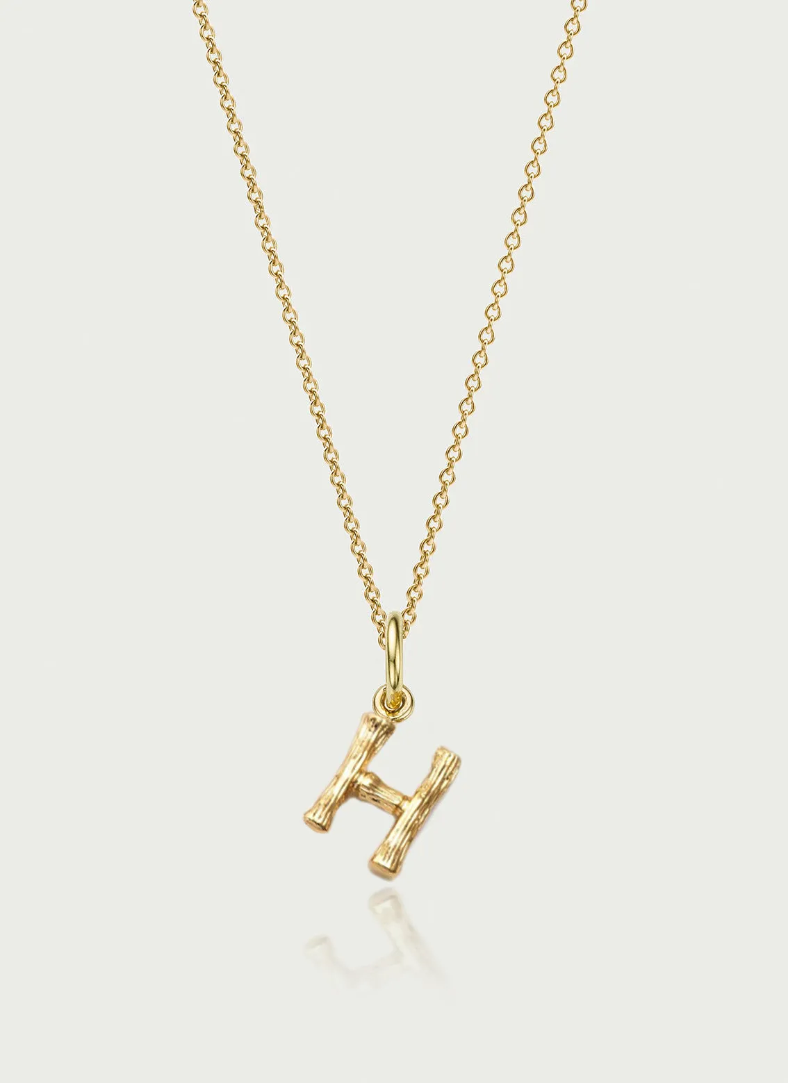 Bamboo alphabet charm 14k gold