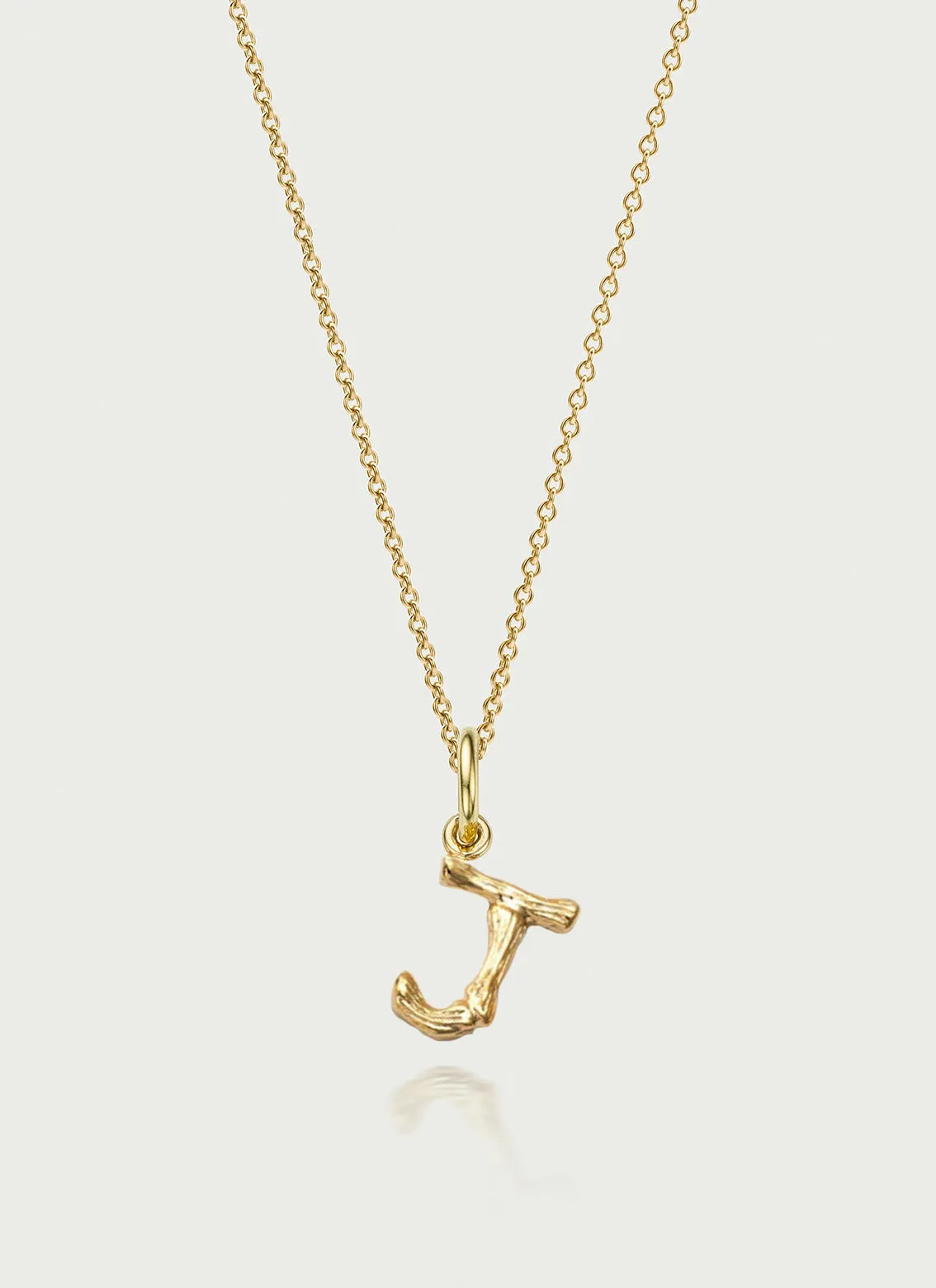 Bamboo alphabet charm 14k gold